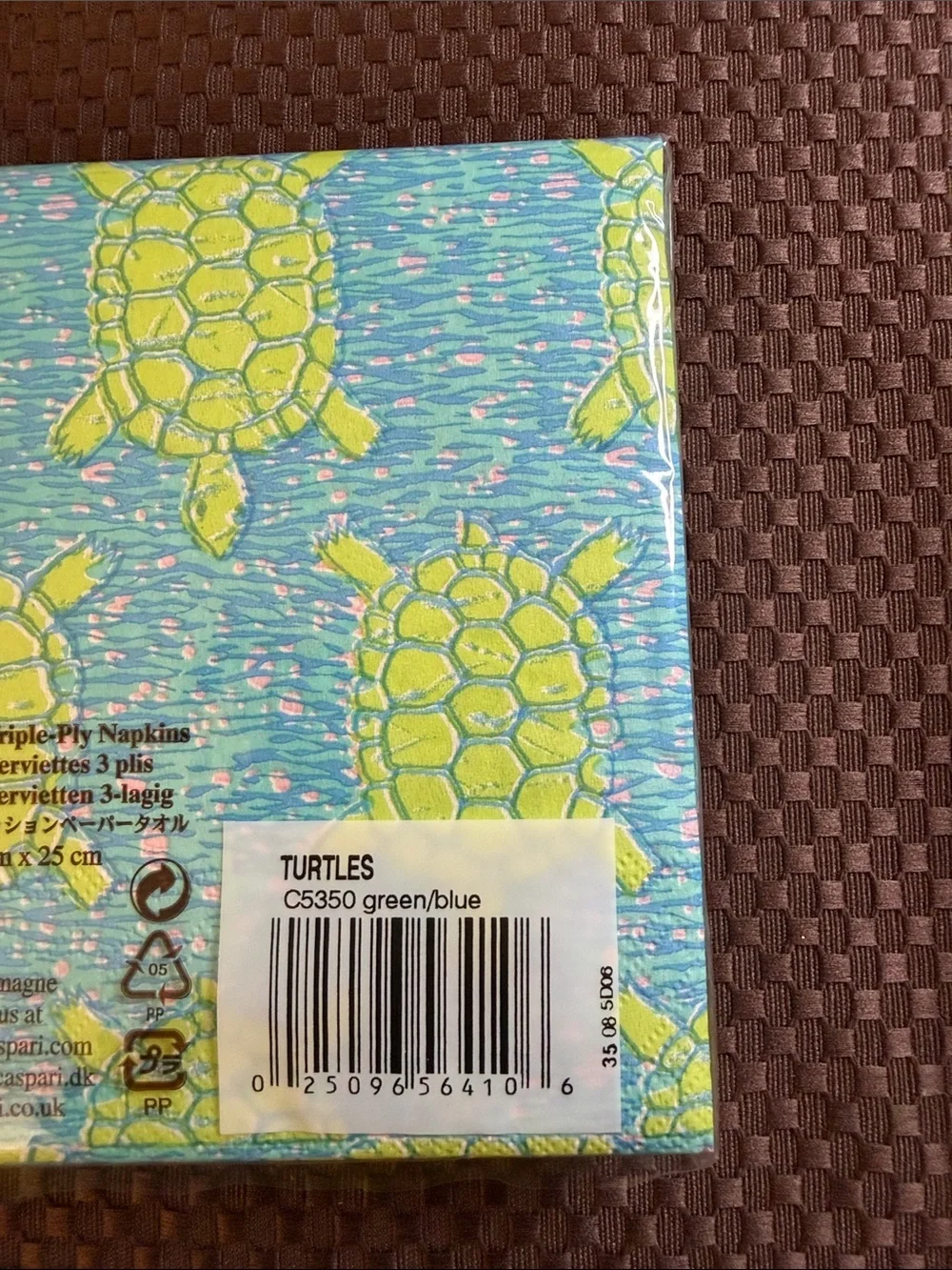 Vintage NWT Caspari Pink Moiree Rose & Turtles Cocktail Napkins